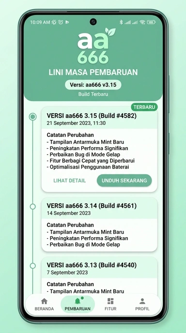 Tampilan riwayat versi aa666