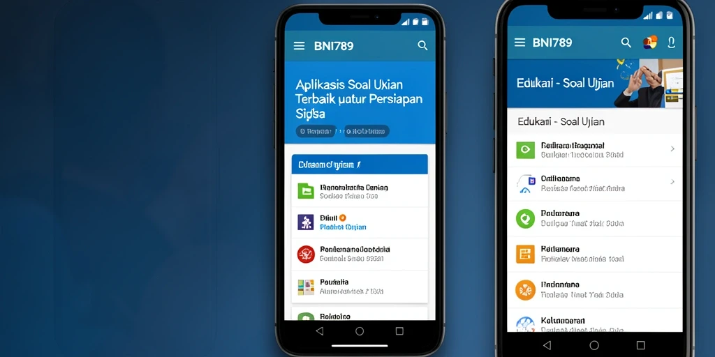 Antarmuka BNI789 menampilkan soal-soal ujian yang siap dikerjakan.