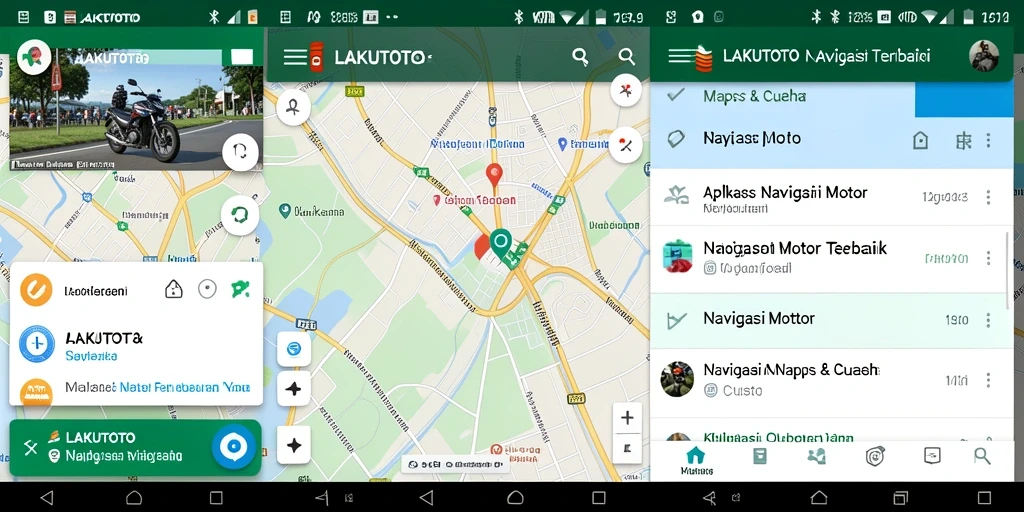 Antarmuka LAKUTOTO menampilkan peta dan navigasi motor yang jelas.