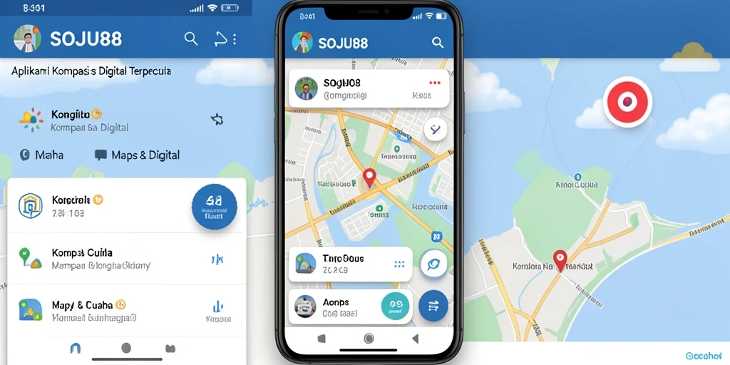 Tampilan antarmuka aplikasi SOJU88 dengan fungsi kompas digital yang jelas.
