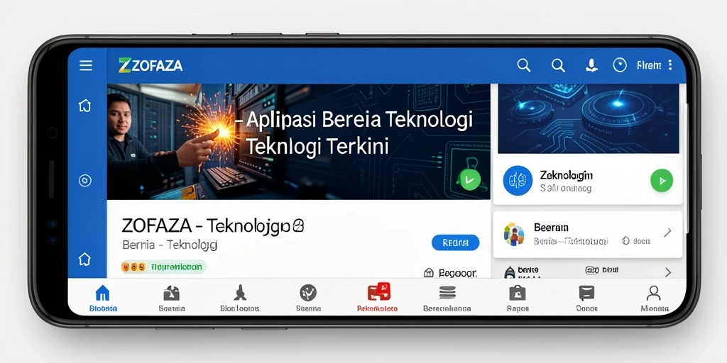 Tampilan antarmuka ZOFAZA menampilkan berita teknologi terbaru.